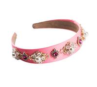 Diadema trenzada, diademas, diademas acolchadas brillantes con diamantes de imitación, diademas de cristal, aros for el pelo de satén for niñas FG171-Rosy(Pink)