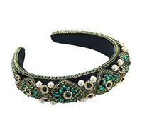 Diadema trenzada, diademas, diademas brillantes con diamantes de imitación, diademas de terciopelo, accesorios for el cabello for mujer, regalos de joyería(Green)