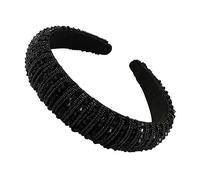 Diadema trenzada, diademas, diademas de cristal coloridas, diadema acolchada con diamantes de imitación, diadema para bodas, fiestas, para mujeres y niñas (B) (negro)