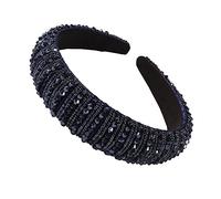 Diadema trenzada, diademas, diademas de cristal coloridas, diadema acolchada con diamantes de imitación, diadema para bodas, fiestas, para mujeres y niñas (B) (azul)