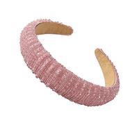 Diadema trenzada, diademas, diademas de cristal coloridas, diadema acolchada con diamantes de imitación, diadema para bodas, fiestas, para mujeres y niñas (B) (rosa)