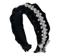 Diadema trenzada para mujer, estética, ancha, informal, formal, con diamantes de imitación, elegante, para fiestas