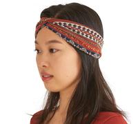 Diadema turbante bohemia con dise?o de torbellino CHARM - Diadema el?stica de algod?n para mujer, color rojo