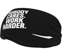 Diadema Unisex Antideslizante con Texto Nobody Cares Work Harder para Entrenamiento, Correr, Ciclismo y Yoga.