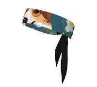 Diadema Unisex con Estampado de Corgi sobre Fondo Azul con la Bandera de Cabo Verde. Ideal para Fitness, Correr, Tenis, Baloncesto y Karate.