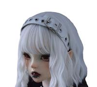 Diadema unisex con ojales punk, remache de poliuretano, para conciertos de rock, tocado oscuro, uso unisex