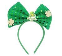 Diadema verde irlandesa para adultos con lentejuelas y lazo/trébol con purpurina en polvo, diadema para el día de San Patricio, diadema para carnaval, diadema de trébol para mujer, diadema de trébol