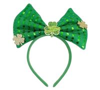 Diadema verde irlandesa para adultos con lentejuelas y lazo/trébol con purpurina en polvo, diadema para el día de San Patricio, diadema para carnaval, diadema de trébol para mujer, diadema de trébol