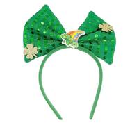 Diadema verde irlandesa para adultos con lentejuelas y lazo/trébol con purpurina en polvo, diadema para el día de San Patricio, diadema para carnaval, diadema de trébol para mujer, diadema de trébol