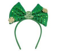Diadema verde irlandesa para adultos con lentejuelas y lazo/trébol con purpurina en polvo, diadema para el día de San Patricio, diadema para carnaval, diadema de trébol para mujer, diadema de trébol