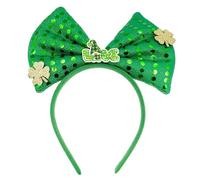 Diadema verde irlandesa para adultos con lentejuelas y lazo/trébol con purpurina en polvo, diadema para el día de San Patricio, diadema para carnaval, diadema de trébol para mujer, diadema de trébol