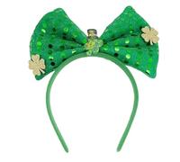 Diadema verde irlandesa para adultos con lentejuelas y lazo/trébol con purpurina en polvo, diadema para el día de San Patricio, diadema para carnaval, diadema de trébol para mujer, diadema de trébol