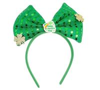 Diadema verde irlandesa para adultos con lentejuelas y lazo/trébol con purpurina en polvo, diadema para el día de San Patricio, diadema para carnaval, diadema de trébol para mujer, diadema de trébol