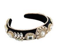 Diadema vintage, accesorio para el pelo de diamantes de estilo barroco, diadema de esponja para lavar la cara con ala ancha, color blanco