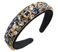 Diadema vintage con diamantes de cristal para mujer, temperamento súper flash, accesorio para el cabello con diamantes completos, color azul