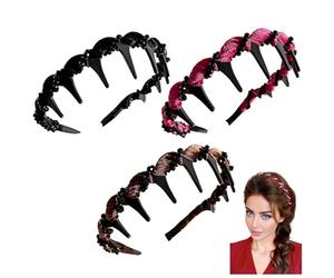 Diadema Vintage Con Perlas Artificiales De Cráneo Alto, Diadema De Terciopelo Con Diamantes a Juego Y Dientes, Diademas Elegantes (Velvet Black Diamond-3PCS, one size)
