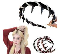 Diadema Vintage Con Perlas Artificiales Para El Cráneo Alto, Elegantes Diademas Antideslizantes Con Perlas Y Dientes, Accesorios Para El Cabello Con Pedrería Para Novias, Mujeres Y Niñas (B)