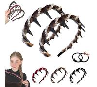 Diadema vintage de perlas artificiales de alto cráneo 2025, elegante diadema con cuentas para mujeres y niñas, diadema ancha con cuentas brillantes, bandas para el cabello con aro de dientes (2