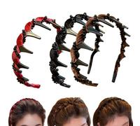 Diadema vintage de perlas artificiales de alto cráneo, bandas de pelo onduladas de diamante brillante para 1 segundo de parte superior craneal alta esponjosa, eleva la línea del cabello, crea un