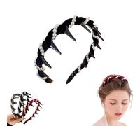 Diadema vintage de perlas artificiales de alto cráneo, elegante aro antideslizante para novia con dientes de peine, diadema de perlas sintéticas blancas, elegante aro de pelo brillante para boda
