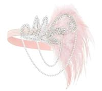 Diadema Vintage Diademas de plumas vintage puesta en escena accesorios for el cabello for fiesta de graduación nupcial (Color : Pink, Size : Free size)