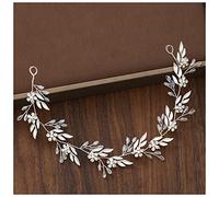 Diademas Accesorios for el cabello de la boda CRISTAL DE PERLA DE PERLA DE LA PERLA TIARA FLOR CABEZA PELO VIDE MUJER PELO JOYERÍA DE PELO DE PELO ACCESORIOS DE PELO Diadema Mujer(30cm Silver)