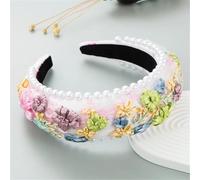 Diademas acolchadas para mujer, de bisel ancho, gruesas, bordadas, de esponja con flores