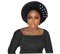 Diademas africanas para mujer, diadema preatada con banda elástica para mujeres negras, talla única, color negro