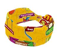 Diademas anchas con fondo amarillo Happy Children's Day para mujer, bandas elásticas antideslizantes para el pelo, diadema turbante para entrenamiento, yoga, deporte y correr