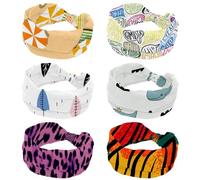 Diademas anchas con texto en inglés "Hello Word" en diferentes idiomas, 6 diademas para mujeres y niñas, turbante de cruz anudada, diadema antideslizante para yoga, entrenamiento, correr