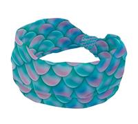 Diademas anchas para mujer, bandas elásticas para la cabeza, azul y rosa, escamas de sirena, románticas, antideslizantes, turbante, para entrenamiento, yoga, deportes, correr
