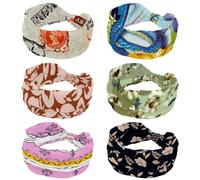 Diademas anchas para mujer, canción de serpiente y flor, 6 paquetes de diademas antideslizantes para entrenamiento, bandas elásticas para el cabello, banda para el pelo para yoga, diademas anudadas