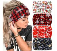Diademas anchas para mujer, color negro, elegantes, bohemias, gruesas, grandes, africanas, deportivas, yoga, turbante, diadema para el cabello (paquete de 4)