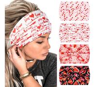 Diademas anchas para mujer, color negro, elegantes, bohemias, gruesas, grandes, africanas, deportivas, yoga, turbante, diadema para el cabello (paquete de 4)