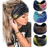 Diademas anchas para mujer, color negro, elegantes, bohemias, gruesas, grandes, africanas, deportivas, yoga, turbante, diadema para el cabello (paquete de 4)