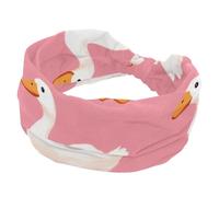 Diademas anchas para mujer, turbante grueso elástico antideslizante, accesorios para entrenamiento, cuidado de la piel, uso diario, bonitos patos blancos sobre fondo rosa