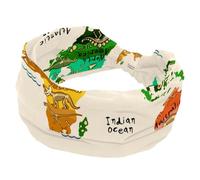 Diademas anchas para mujer, turbante suave, diseño de mapa del mundo, con conocimiento de dinosaurios, antideslizante, banda elástica para el sudor, yoga, entrenamiento, bandana con nudos cruzados