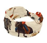 Diademas anchas para mujeres, vaqueros salvajes occidentales con patrón de caballos, bandas deportivas antideslizantes, bandas elásticas para la cabeza, diadema ancha de moda para yoga, entrenamiento
