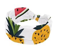 Diademas anchas para mujeres y niñas, con fondo de sandía y piña de Hello Summer, antideslizante, para entrenamiento, bandas elásticas para el pelo, banda para el pelo para yoga, bandas anudadas para