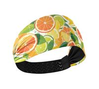 Diademas anchas que absorben la humedad con ilustración de frutas y limón, pelo elástico para correr, voleibol, baloncesto, lavar la cara, colorido, perro salchicha y estrellas