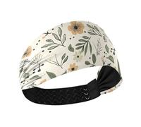 Diademas antideslizantes con patrón floral verde oliva y arena para el pelo de mujer, bandas elásticas anchas para el cabello de mujer, para yoga, tenis, atletismo, deportes, uso diario