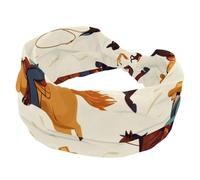 Diademas antideslizantes para mujer, vaqueros, salvajes occidentales, hombres, caballos, con patrón elástico, turbante ancho, bandas para el pelo, yoga, sudor, deportes, entrenamiento, diadema