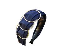 Diademas anudadas, antideslizantes, anchas, modernas para mujeres y niñas, accesorios de nudo superior en blanco y negro (azul)