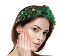 Diademas anudadas de Navidad para mujer, diademas anudadas de Navidad, diadema ancha con perlas y accesorios de Navidad para fiestas