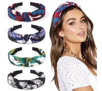 Diademas anudadas para mujer, antideslizantes, bohemias, con nudo superior ancho, turbante, bandas para el pelo