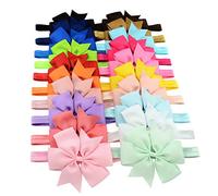 Diademas Bebe Niña, Paquete de 20 Diademas Elásticas con Arcos de Pelo de 4.3" Diseño de Regalo Surtido de Colores para Recién Nacido
