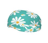 Diademas blancas con flores de margarita para hombre y mujer, diadema para correr, diadema transpirable para gimnasio