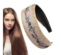 Diademas Boho, Diadema Ancha | Diadema bordada floral bohemia - Tocado de estilo étnico vintage, accesorios para el cabello para niñas para la mayoría de los peinados