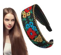 Diademas Boho, Diadema Ancha - Diadema bordada floral bohemia | Tocado vintage de estilo étnico para todas las estaciones, accesorios para el cabello para niñas, uso diario