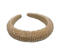 Diademas con cuentas de cristal, flexibles, estilo bohemio, de punto, con broche para peinar el cabello, para mujer, para bodas, color champán